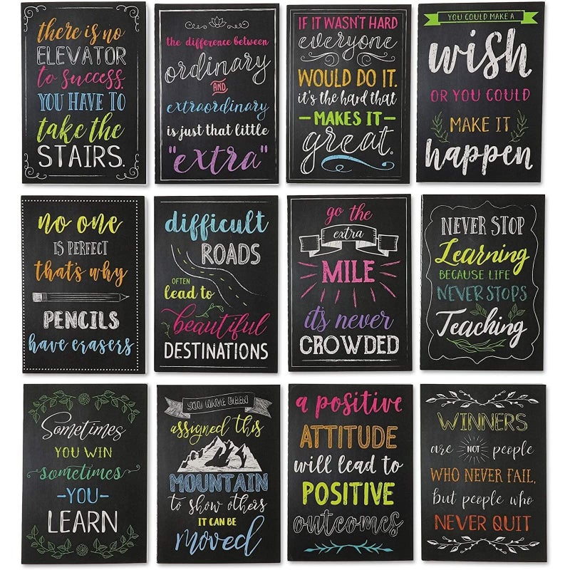 Paper Junkie 12-Pack Mini Mindset & Inspirational Notebooks - 3.5 x 5 In Black Softcover - Growth Mindset & Motivational Quotes - Pocket Journal for Students & Employees - Office & School Supplies - Image 1